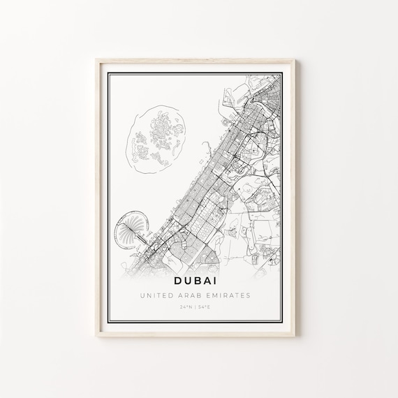 Dubai United Arab Emirates Minimalist Black And White City Map Art Poster