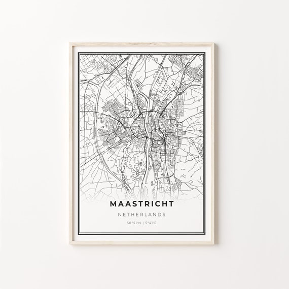 Maastricht City Map Art Print, Black And White