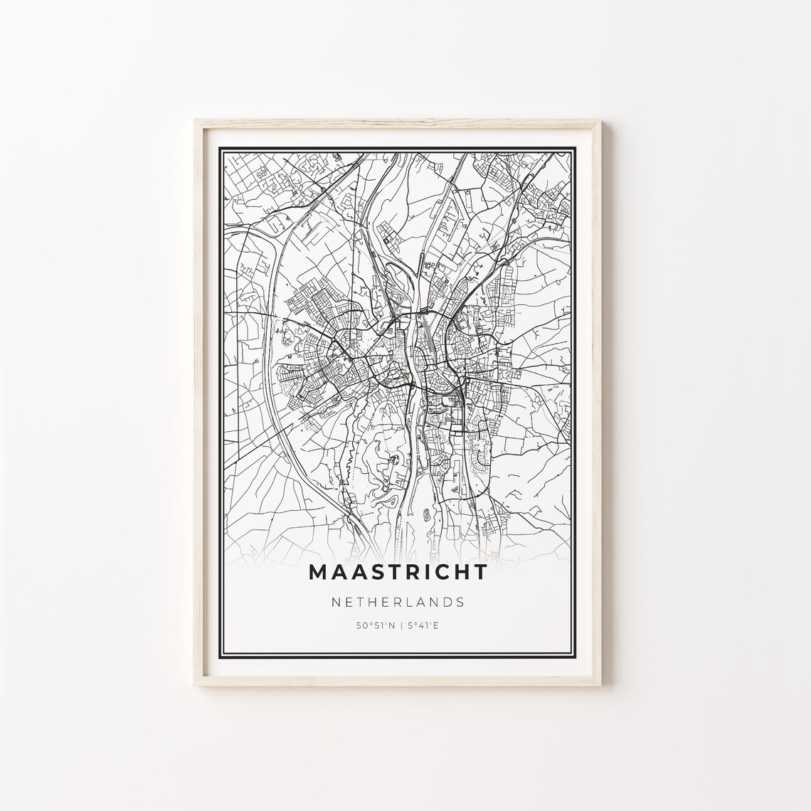Maastricht City Map Art Print, Black And White