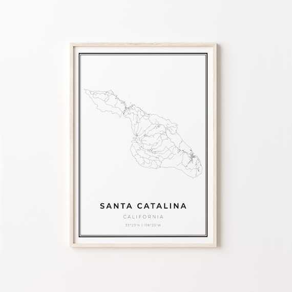 Santa Catalina California Minimalist Island Map Travel Decor Poster