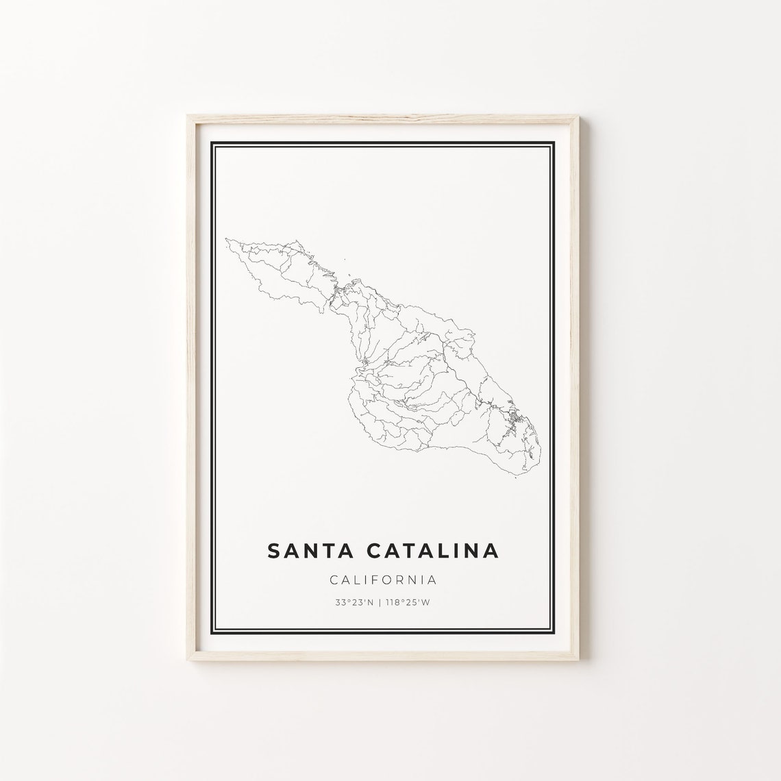 Santa Catalina California Minimalist Island Map Travel Decor Poster