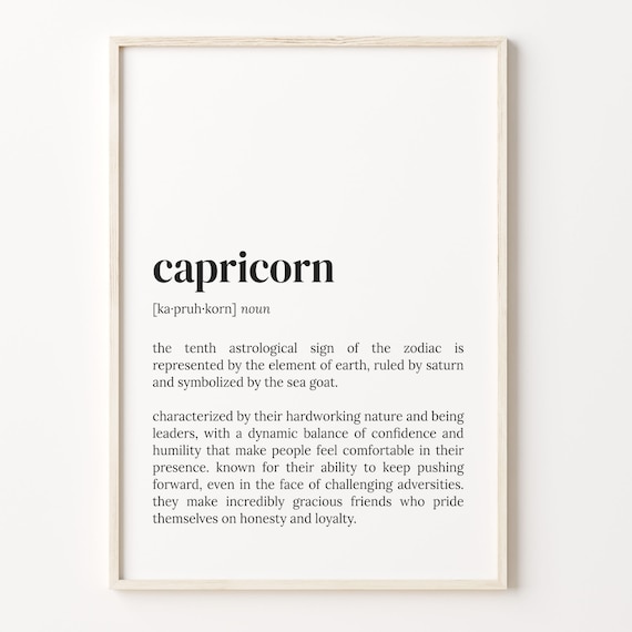 Capricorn Definition Poster Zodiac Sign Dictionary Quote Astrology Decor