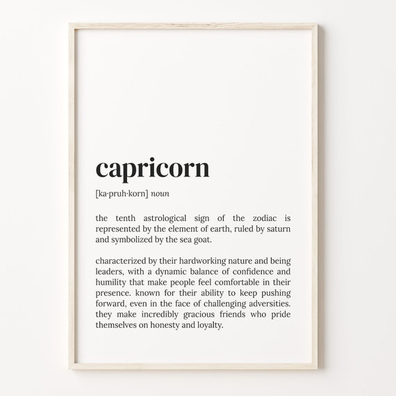 Capricorn Definition Print Dictionary Poster Quote Wall Art Capricorn Funny Art Zodiac Sign Gift Astrological Sign Gift Idea C17 66