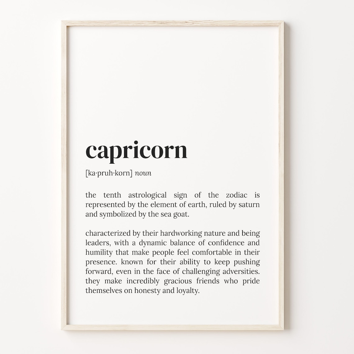 Capricorn Definition Poster Zodiac Sign Dictionary Quote Astrology Decor
