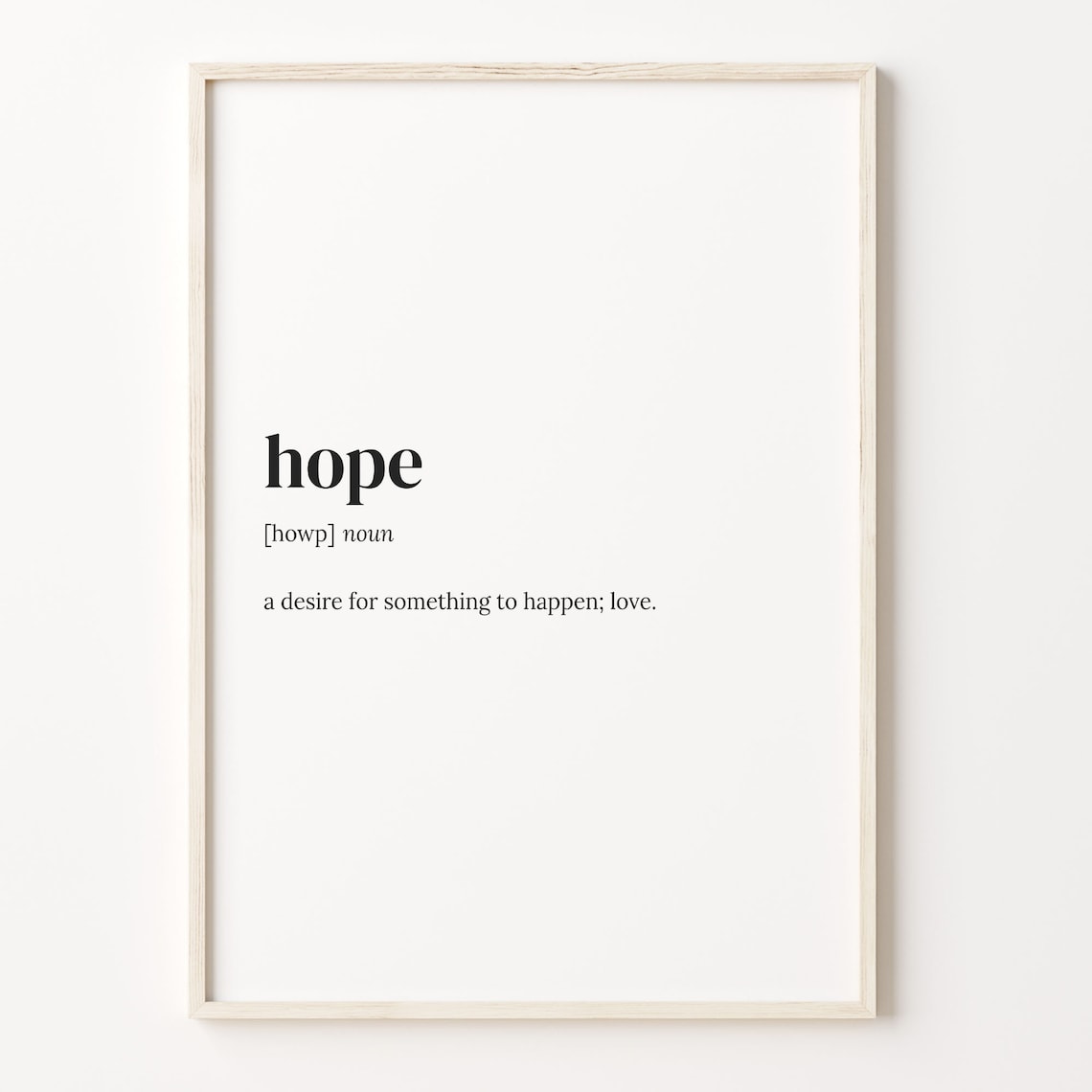 Hope Definition Print, Motivational Quote Poster