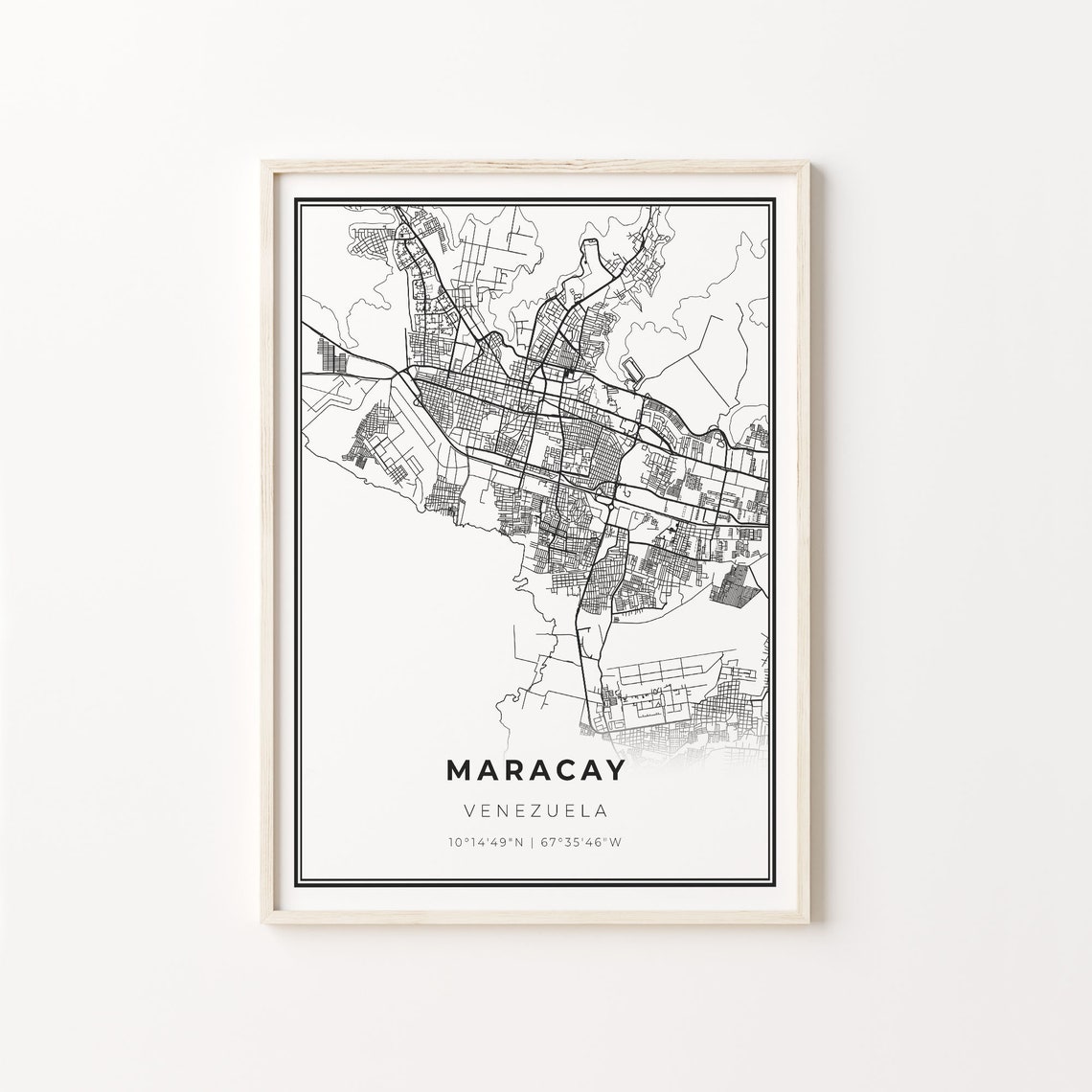 Maracay Venezuela City Map Minimalist Black and White Art Poster