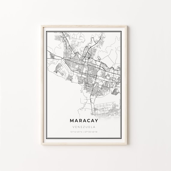 Maracay Venezuela City Map Minimalist Black and White Art Poster