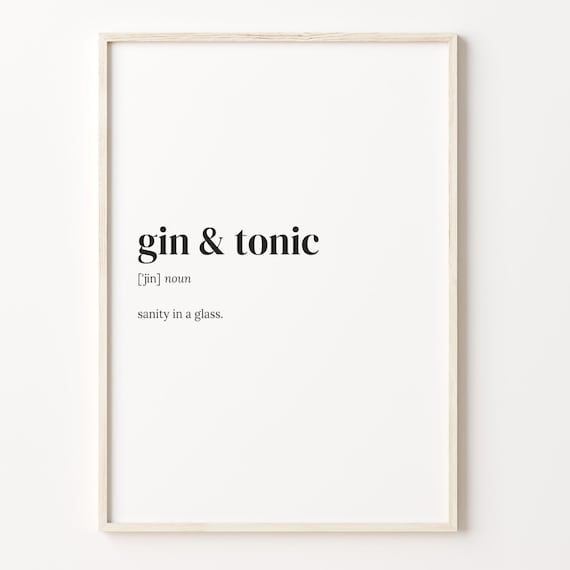 Gin and Tonic Funny Definition Dictionary Typography Bar Word Poster