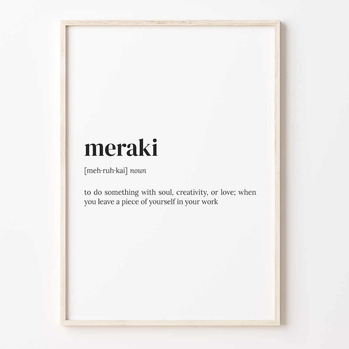 Meraki Definition Dictionary Quote Art Print