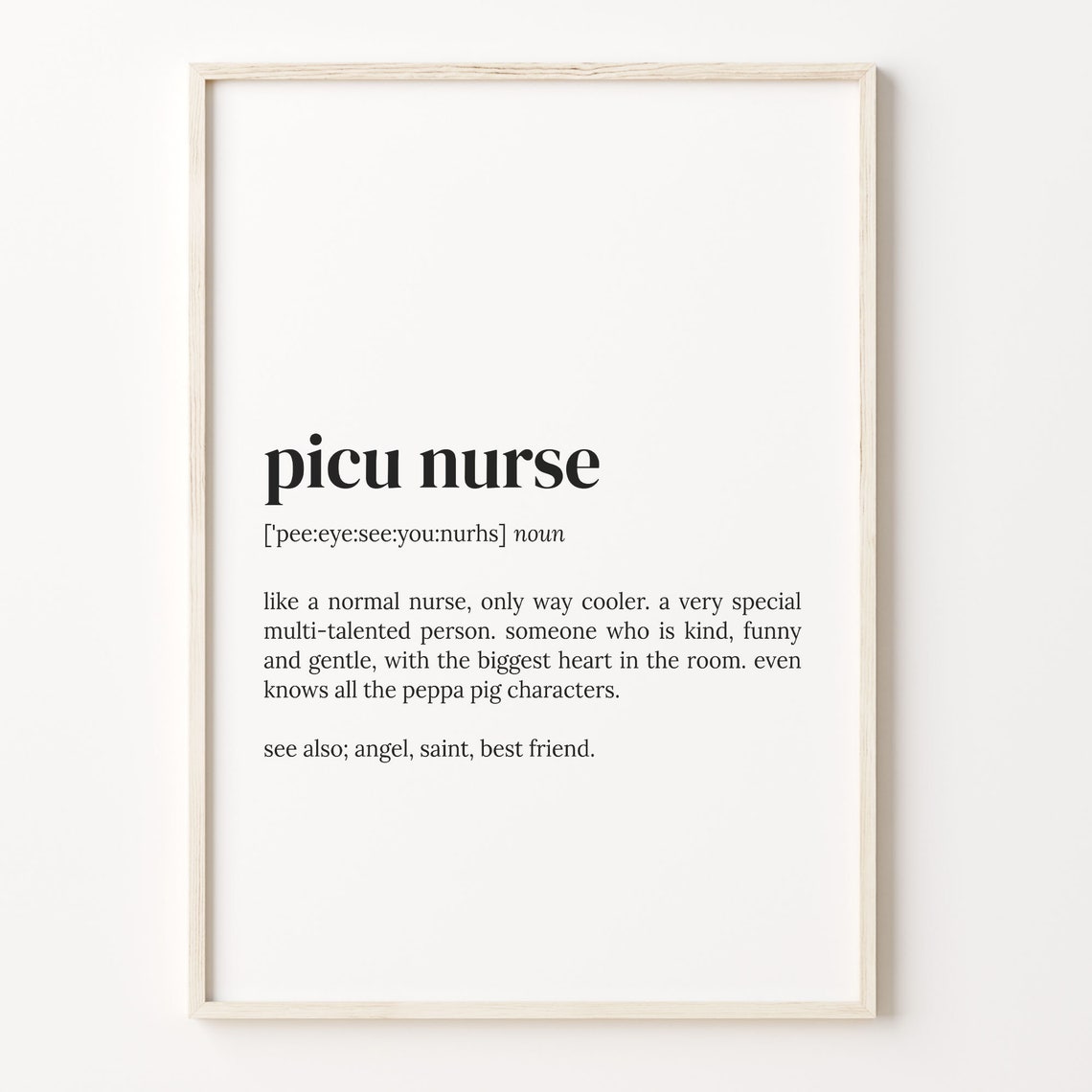 PICU Nurse Definition Print Funny Nurse Gift Appreciation Art