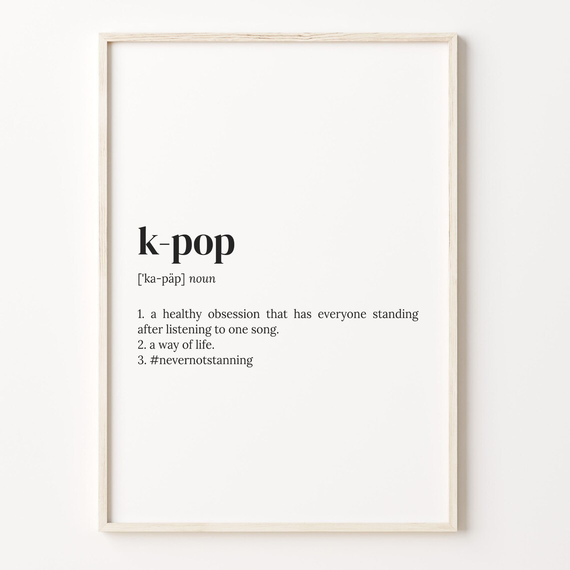 K Pop Definition Dictionary Quote Poster Print