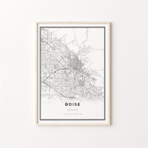 Boise Idaho City Map Minimalist Black and White Line Art Poster