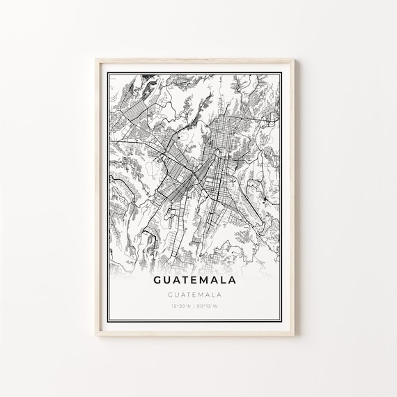 Guatemala City Guatemala Minimalist Black White City Street Map Art Poster