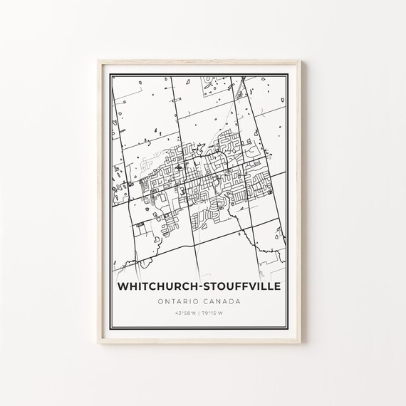 Whitchurch-Stouffville Ontario Canada Minimalist Black And White City Map Art Poster