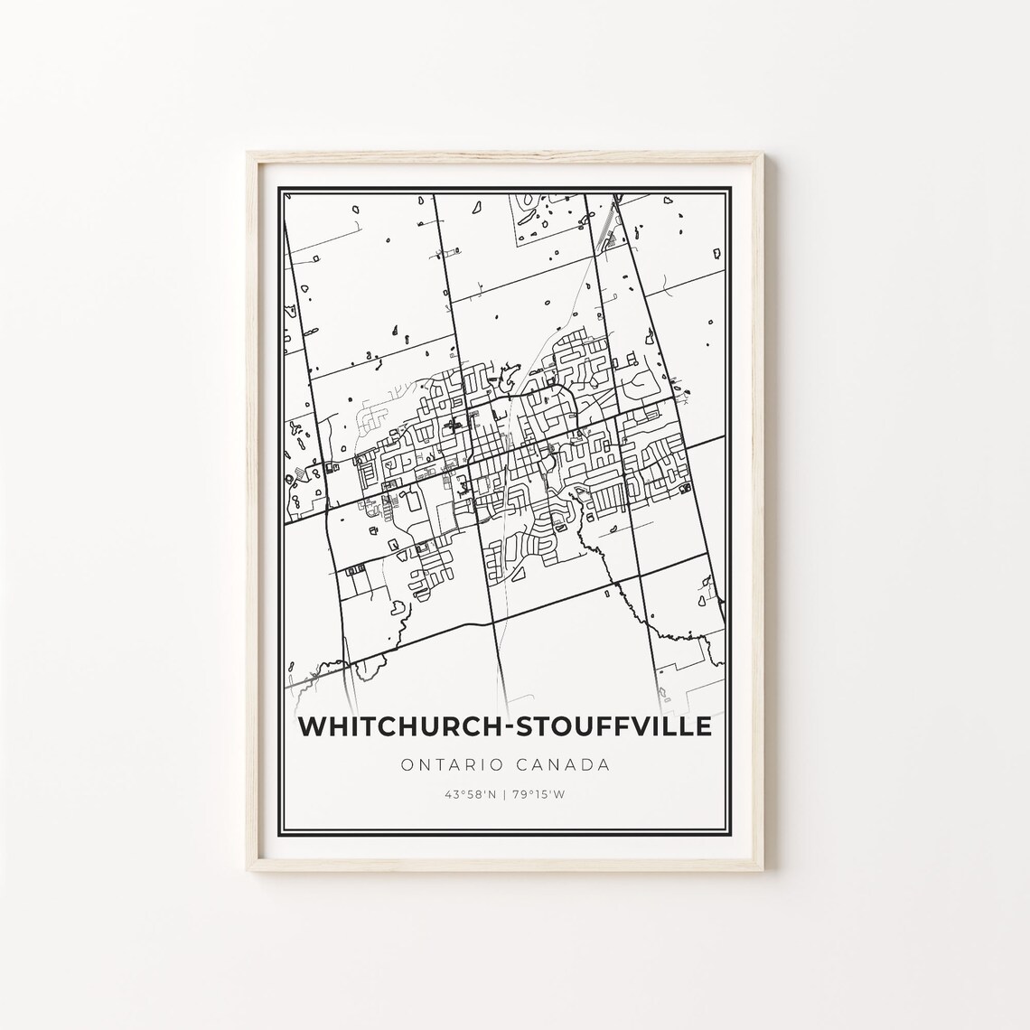 Whitchurch-Stouffville Ontario Canada Minimalist Black And White City Map Art Poster