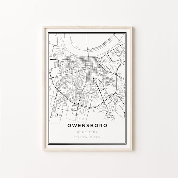 Owensboro Kentucky Minimalist City Street Map Travel Decor Poster