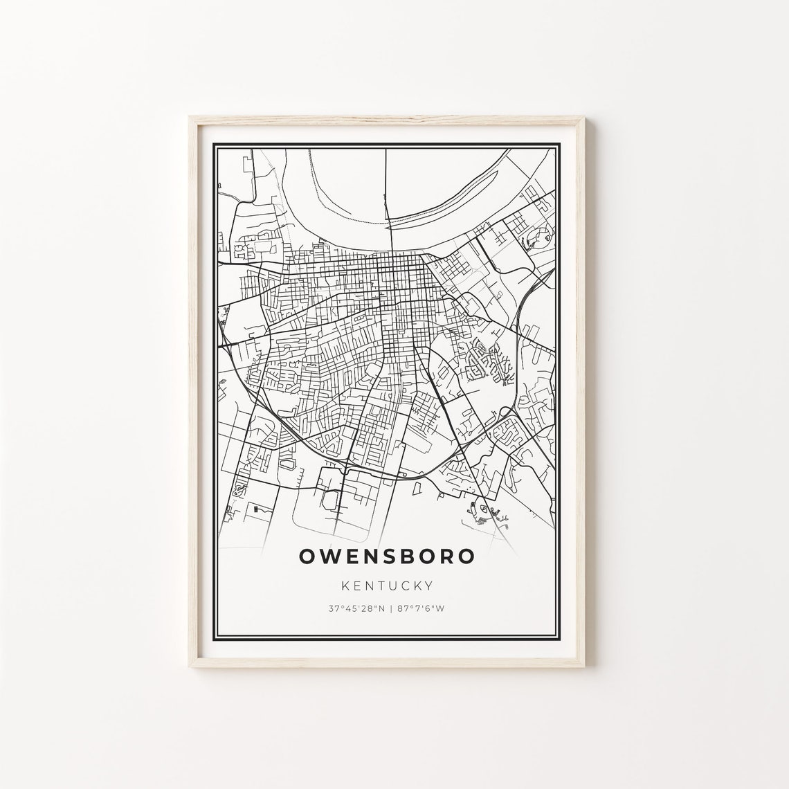 Owensboro Kentucky Minimalist City Street Map Travel Decor Poster