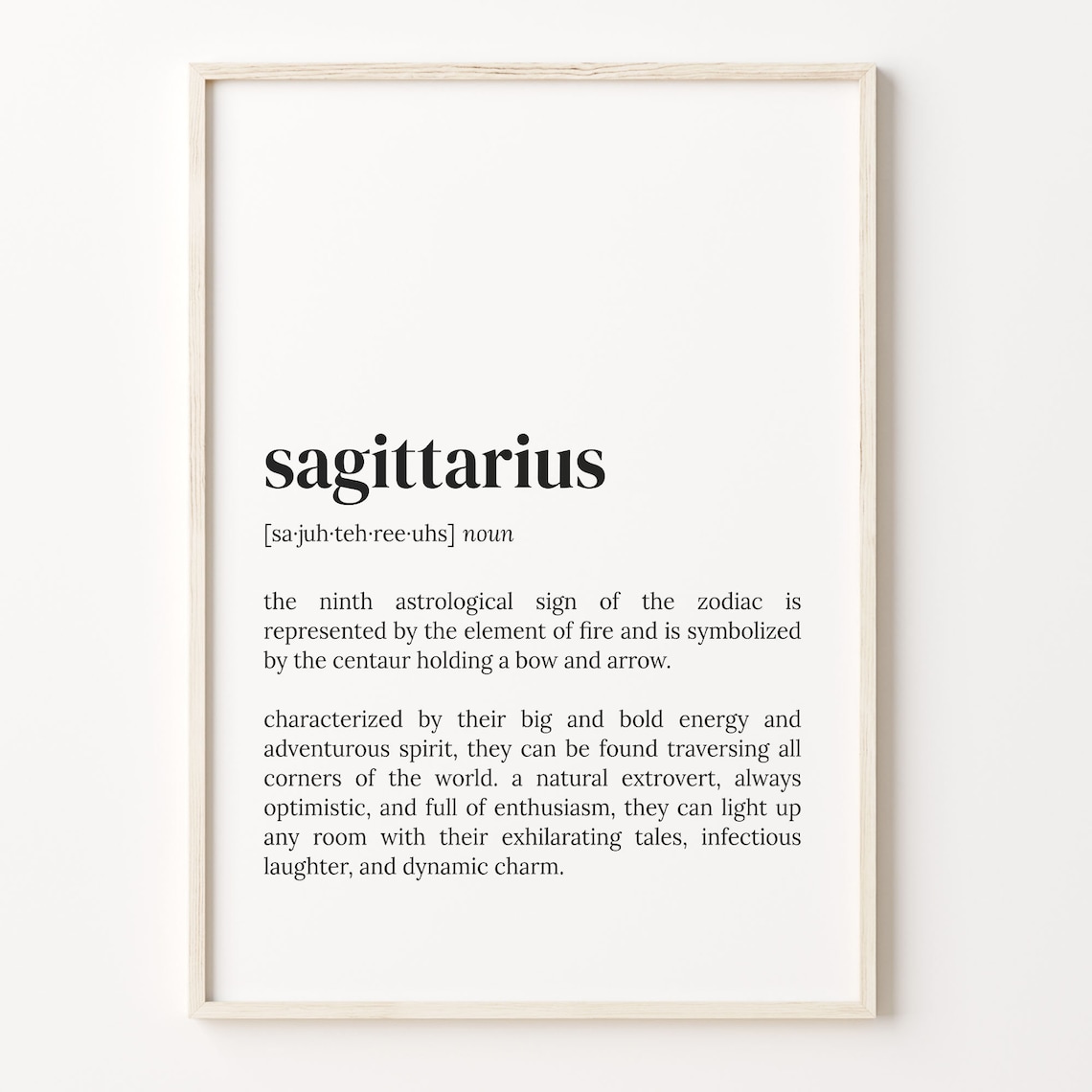 Sagittarius Definition Dictionary Poster Quote Art