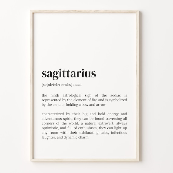 Sagittarius Definition Dictionary Poster Quote Art