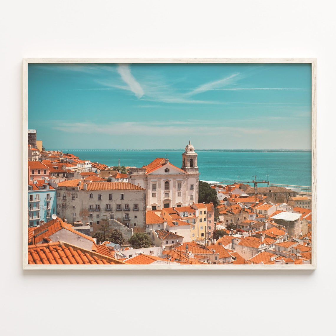 Lisbon Alfama Old Town Orange Rooftops Over Tagus River Poster