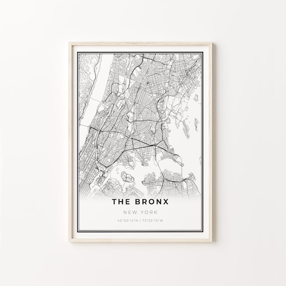 The Bronx New York Minimalist Black And White City Map Art Poster