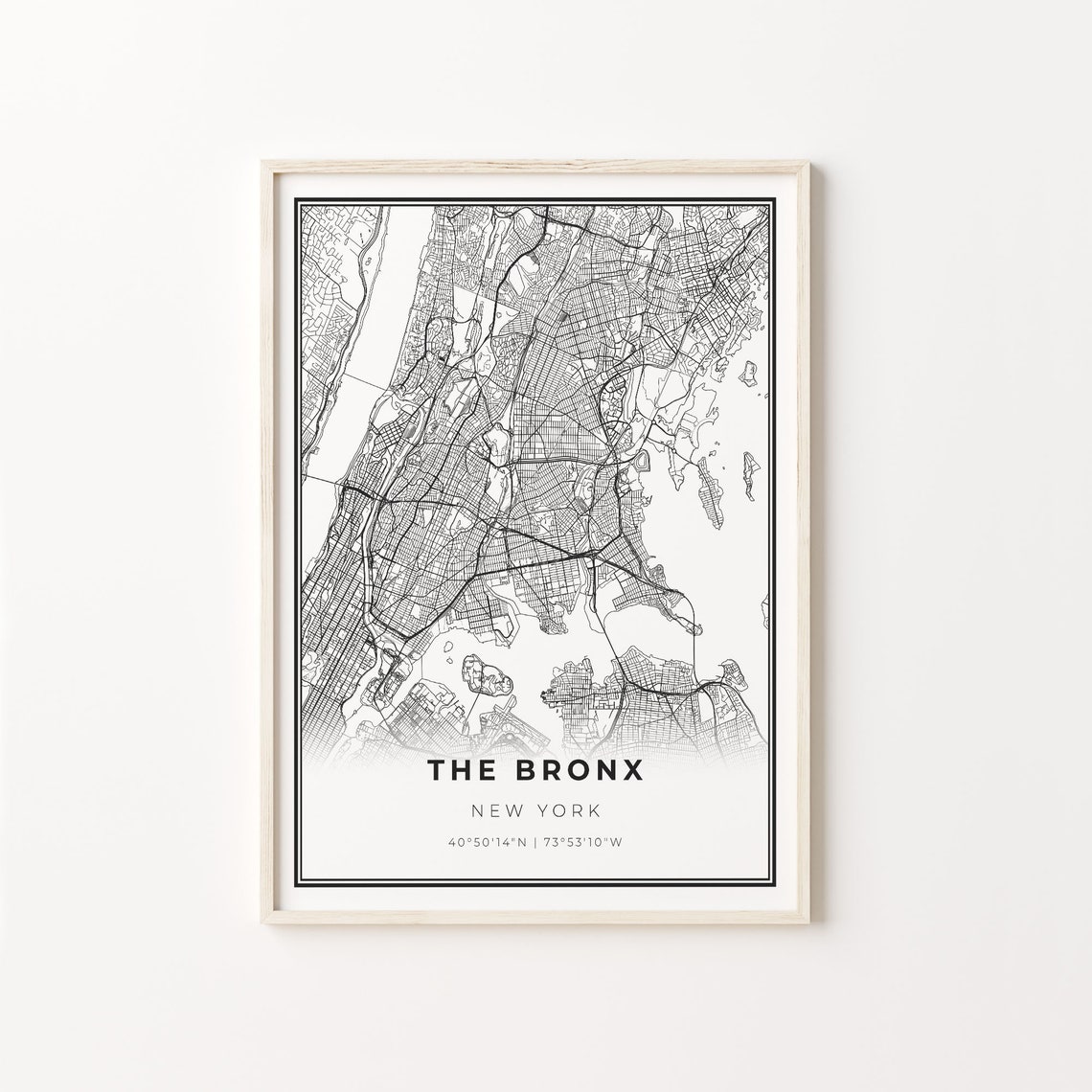 The Bronx New York Minimalist Black And White City Map Art Poster