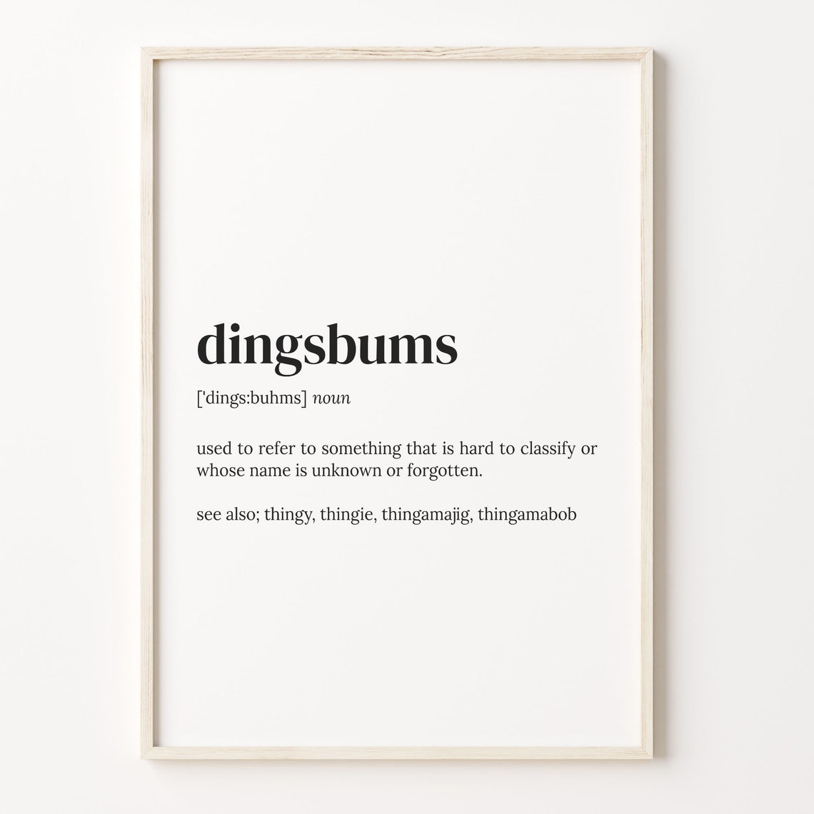 Dingsbums Funny Dictionary Definition Thingamajig Word Wall Art