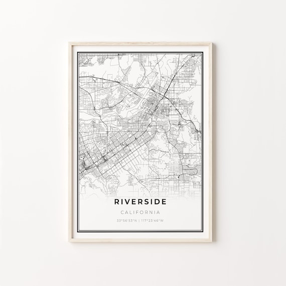 Riverside California Minimalist City Street Map Travel Decor Poster