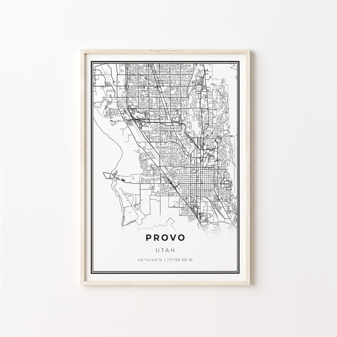 Provo Utah Minimalist City Street Map Art Travel Hometown Gift Poster