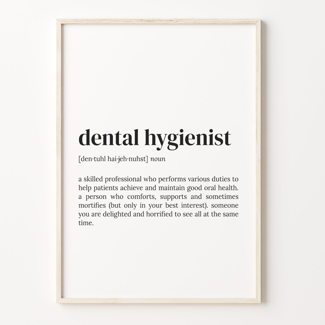 Dental Hygienist Definition Dictionary Poster, Funny Quote
