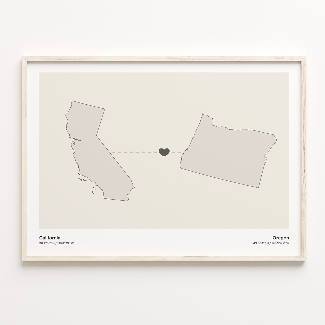 To Oregon Minimalist State Connection Map Travel Poster