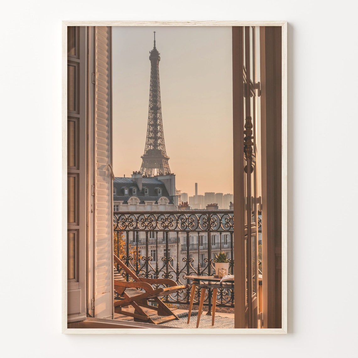 Eiffel Tower from Paris Balcony Romantic Morning View Poster
