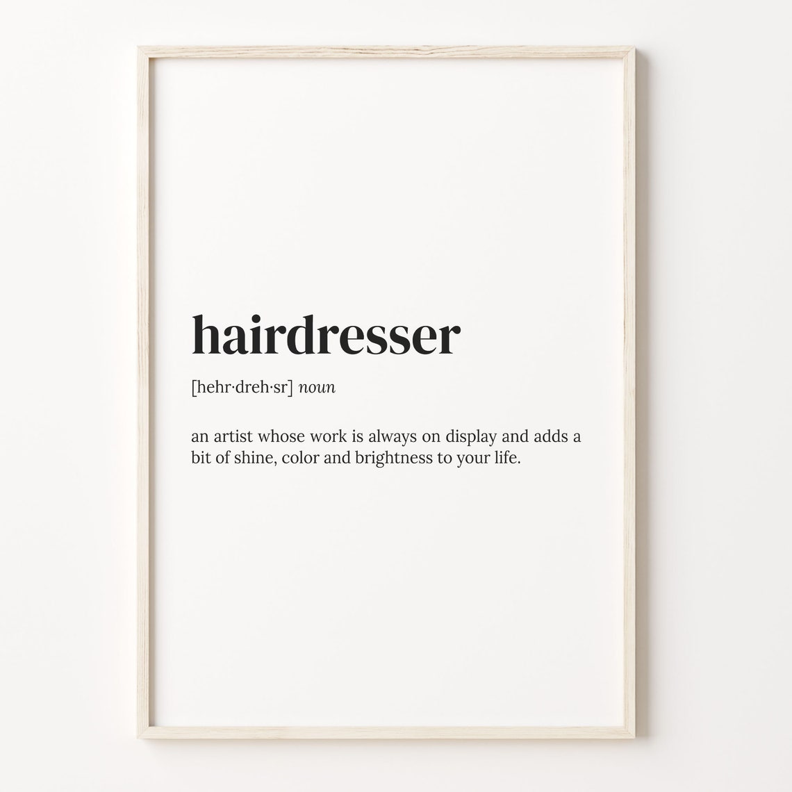 Hairdresser Definition Print Dictionary Poster Quote Wall Art Hairstylist Art Gift For Hairdresser Hairdresser Gift C17 207