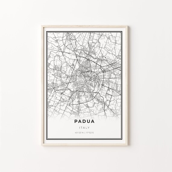 Padua Italy Black White Minimalist City Street Map Art Poster