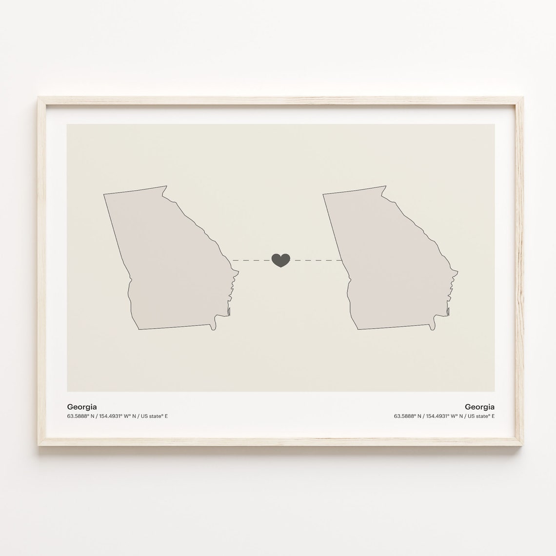 Georgia Self Love Beige Minimalist Heart Connection Map Poster
