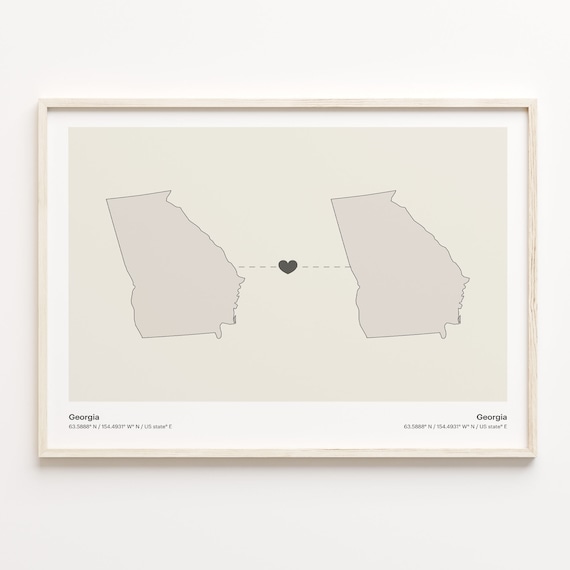 Georgia Self Love Beige Minimalist Heart Connection Map Poster
