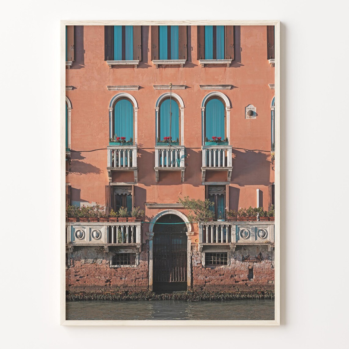 Venice Italy Palace Facade With Teal Shutters Canal Photo Poster