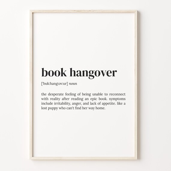 Book Hangover Funny Dictionary Definition Reader Gift Wall Art