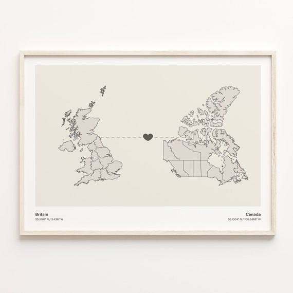 Britain To Canada Minimalist Connection Map Poster