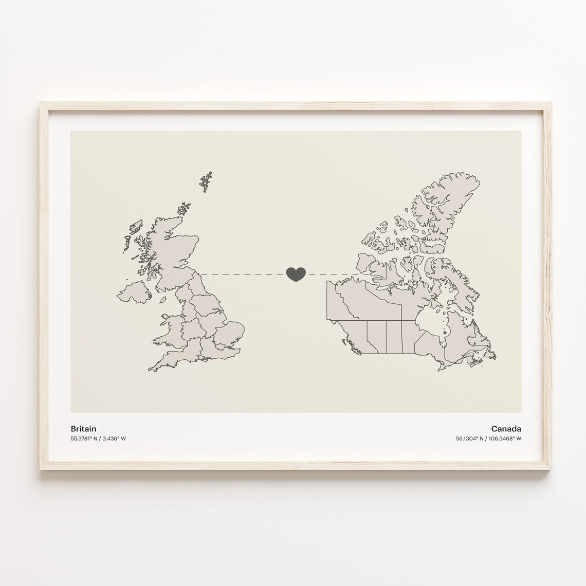 Britain To Canada Minimalist Connection Map Poster