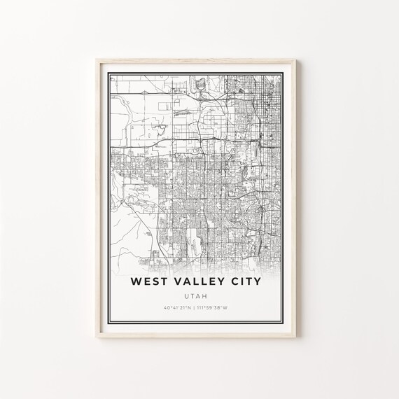 West Valley City Utah Minimalist City Street Map Travel Decor Poster