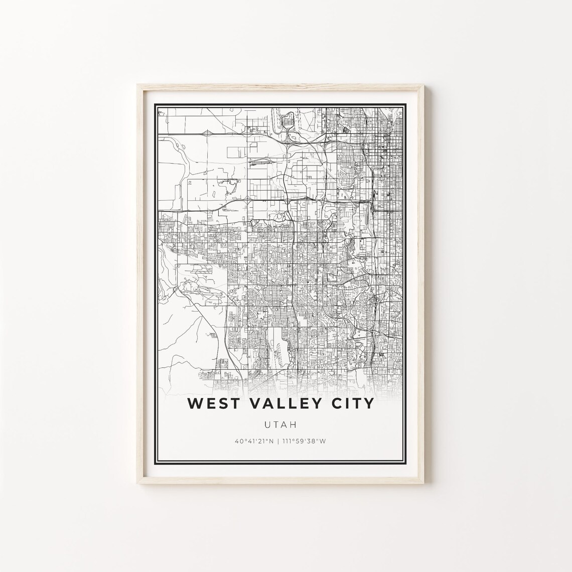 West Valley City Utah Minimalist City Street Map Travel Decor Poster