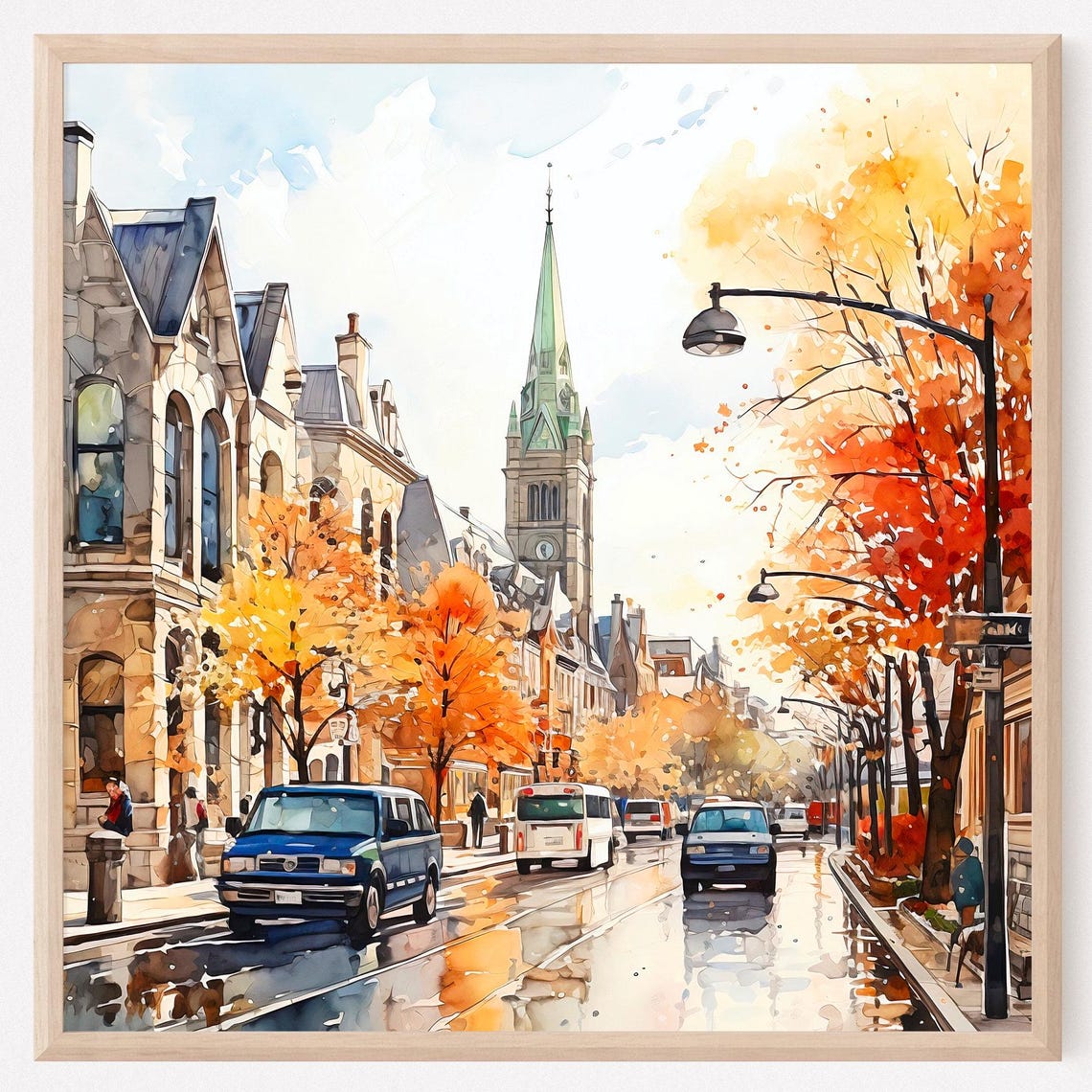 Ottawa Watercolor Art Print Autumn Cityscape Travel Poster
