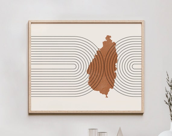 Saint Lucia Wall Art Mid Century Map Retro Decor Poster Country Of Print