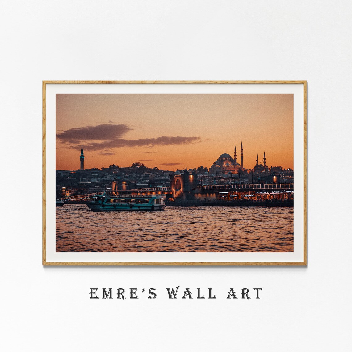 Istanbul Golden Horn Sunset Mosque Bridge Evening Photo Poster - Image 4
