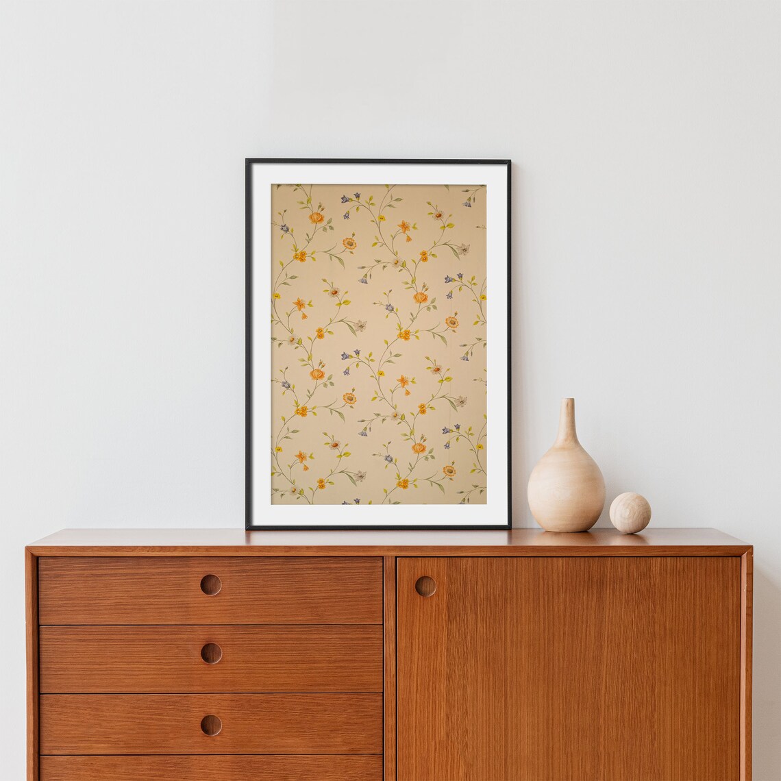 Vintage Rustic Floral Textile Pattern Art Print - Image 2