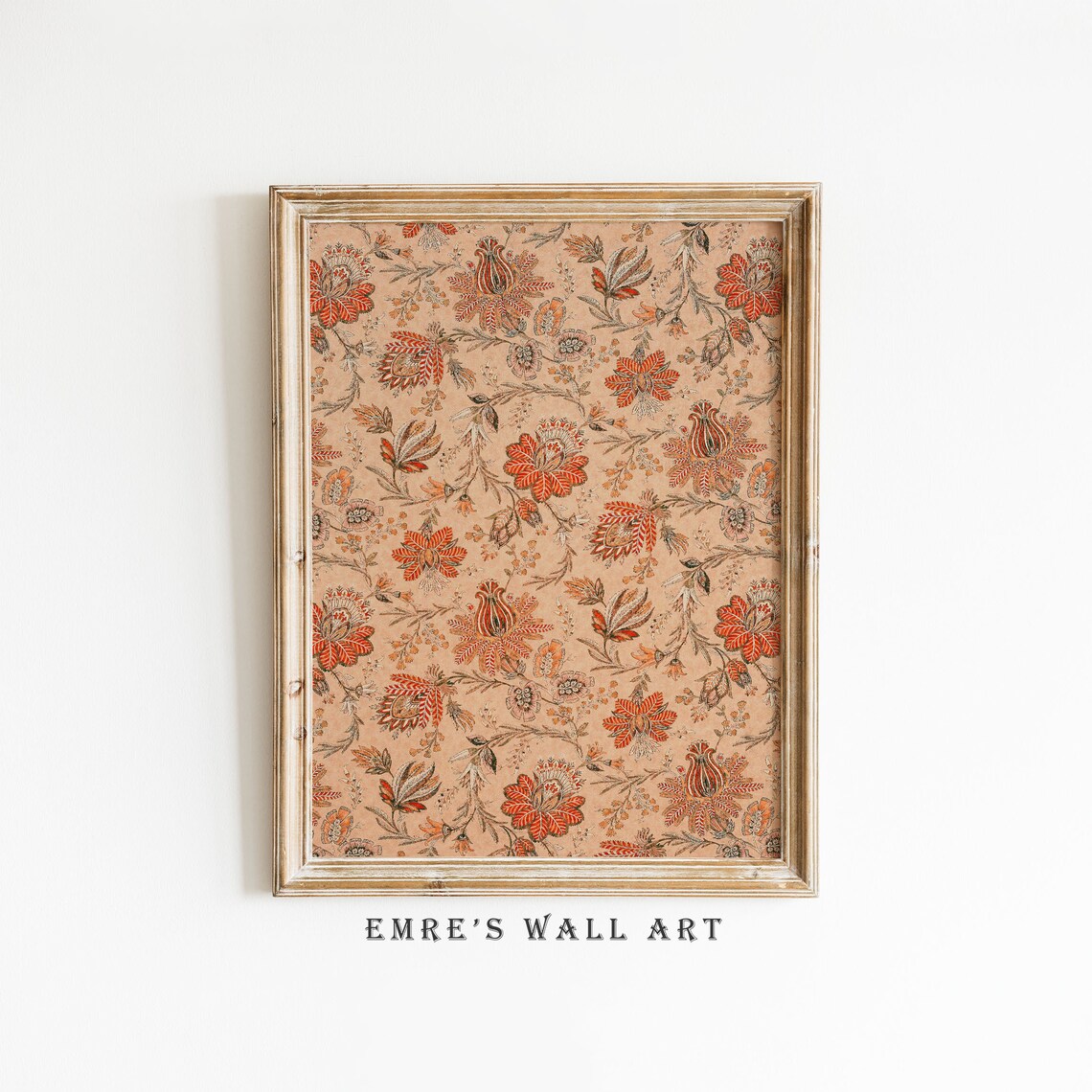Vintage Rustic Textile Pattern Botanical Autumn Art Print