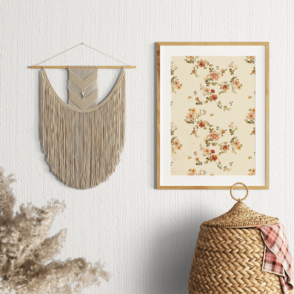 Vintage Botanical Antique Textile Floral Pattern Art Print - Image 2