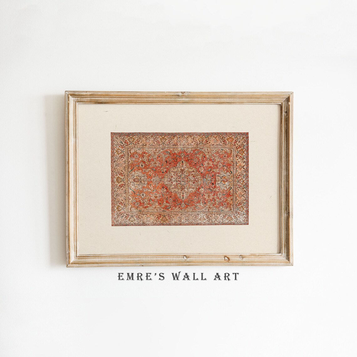 Vintage Rug Pattern Art Print, Warm Aesthetic Decor