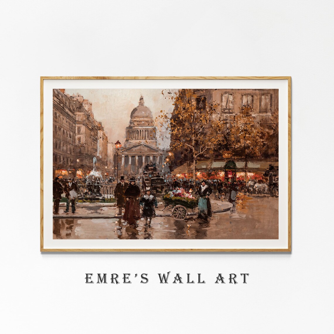 Vintage Moody Autumn Paris Painting, French Cityscape - Image 4